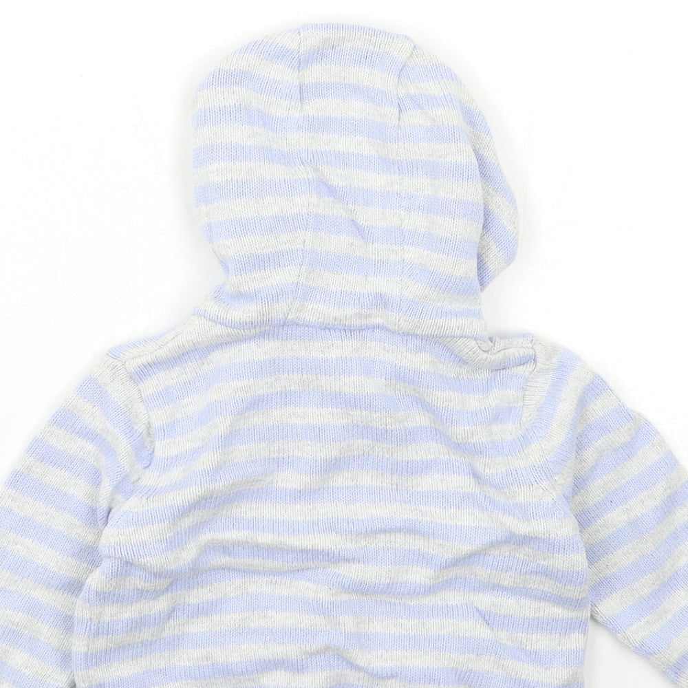 F&F Baby Blue Striped  Cardigan Jumper Size 9-12 Months