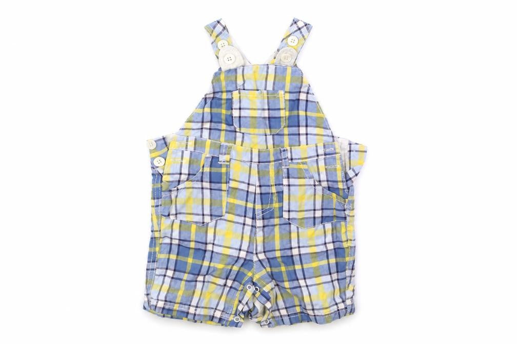 Front view of Next Baby Blue Check Cargo Trousers, size 9-12, Months