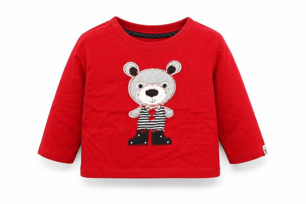 Front view of lily & Sid Baby Red Basic T-Shirt, size 12-18, Months