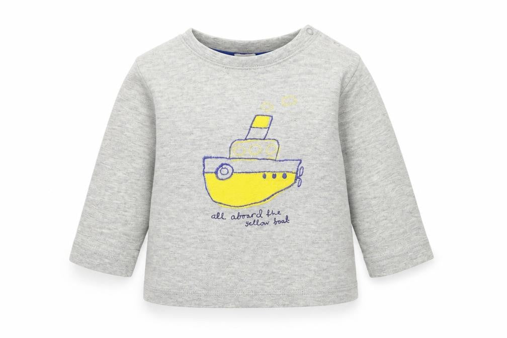 Front view of Next Baby Grey Basic T-Shirt, size 6-9, Months