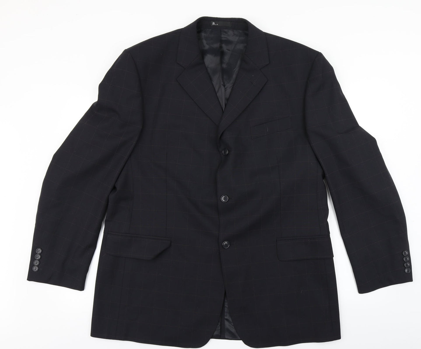 BHS Mens Blue Plaid  Jacket Blazer Size 44