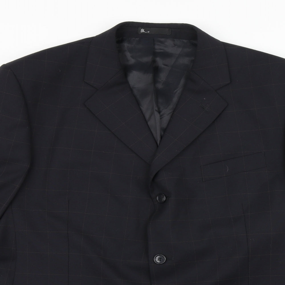 BHS Mens Blue Plaid  Jacket Blazer Size 44