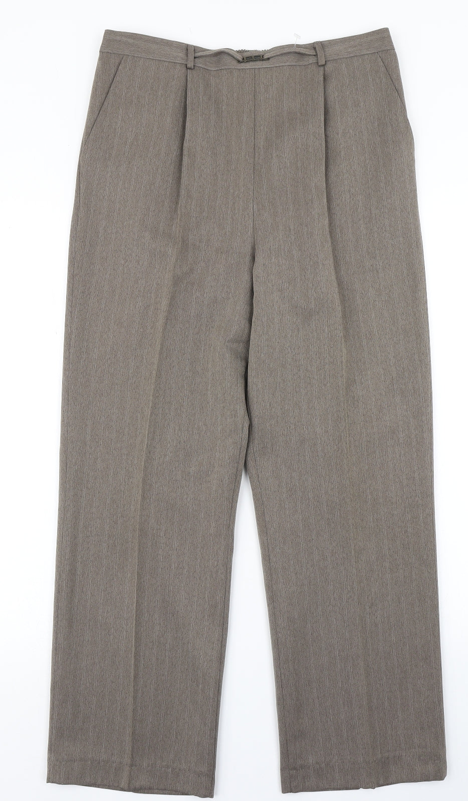BM Womens Brown Striped  Dress Pants Trousers Size 12 L25 in