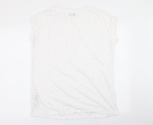 jd williams Womens White Animal Print  Basic T-Shirt Size 12