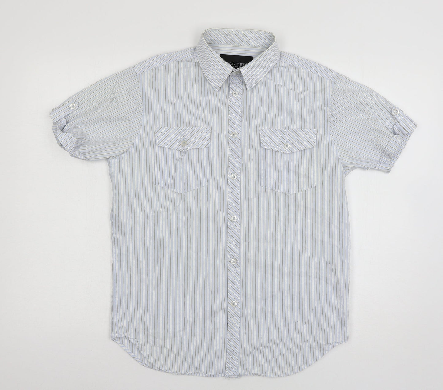 Carter Mens Blue Striped   Button-Up Size S