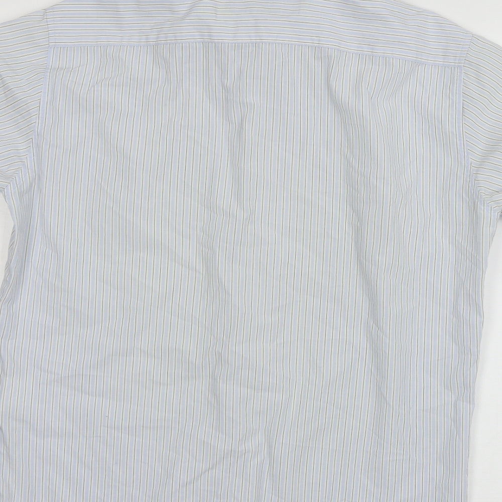 Carter Mens Blue Striped   Button-Up Size S