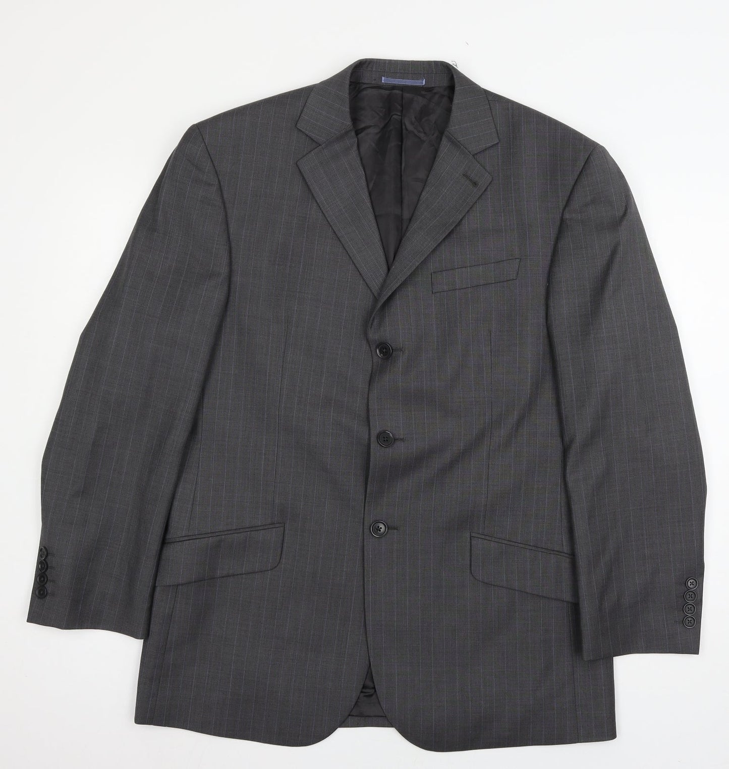 NEXT Mens Grey Striped  Jacket Suit Jacket Size L