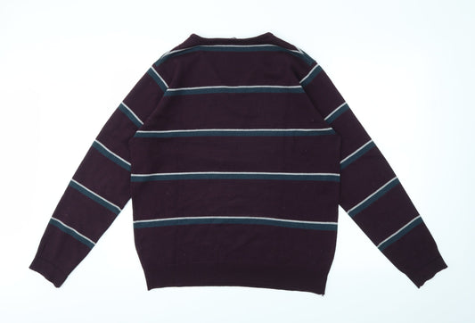 Cedar Wood State Mens Multicoloured Striped  Pullover Sweatshirt Size L