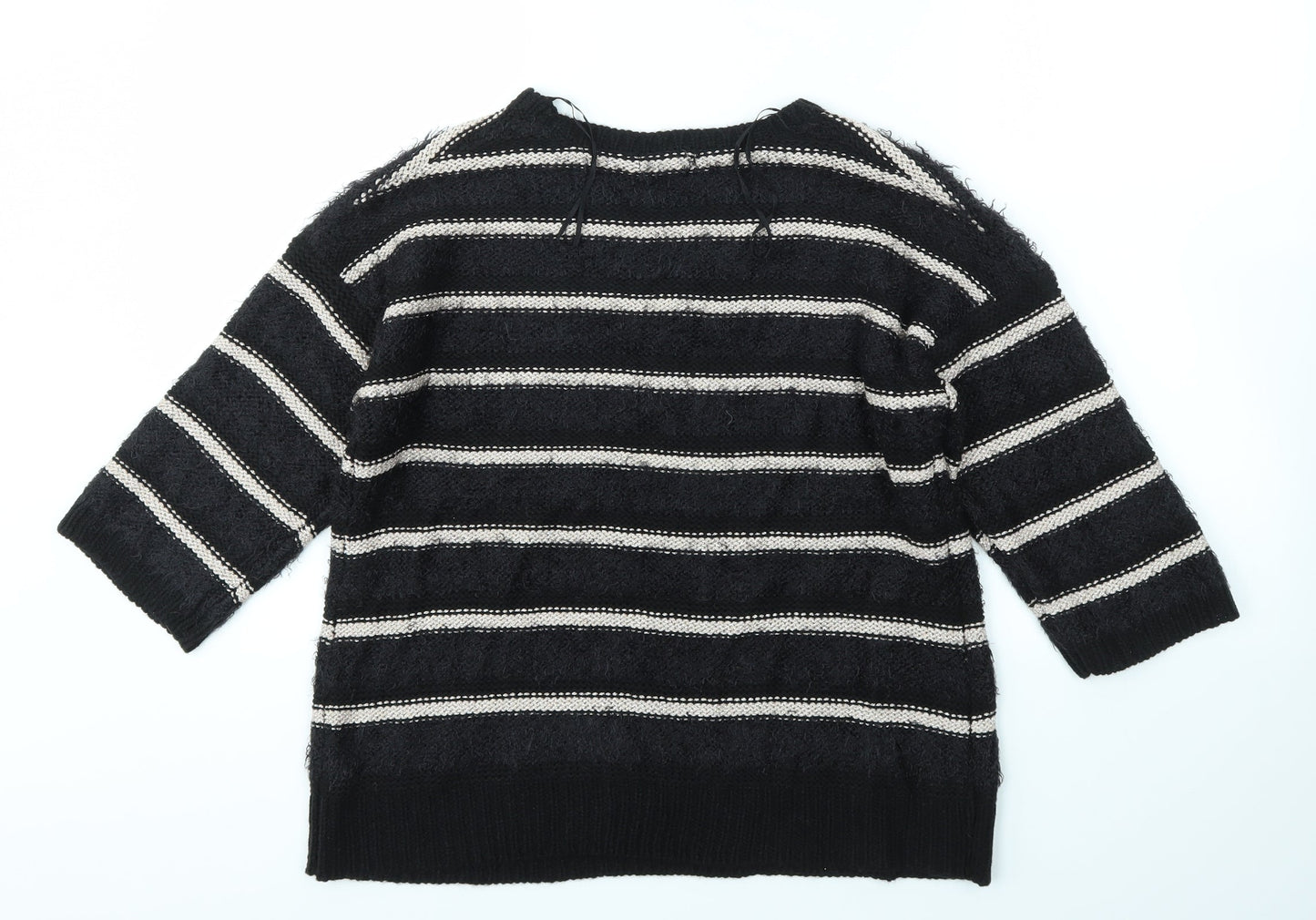 M&Co Womens Multicoloured Striped  Basic T-Shirt Size S