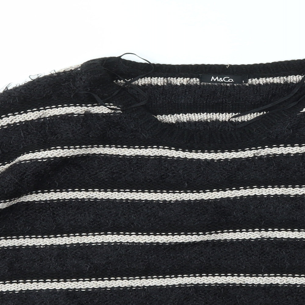 M&Co Womens Multicoloured Striped  Basic T-Shirt Size S