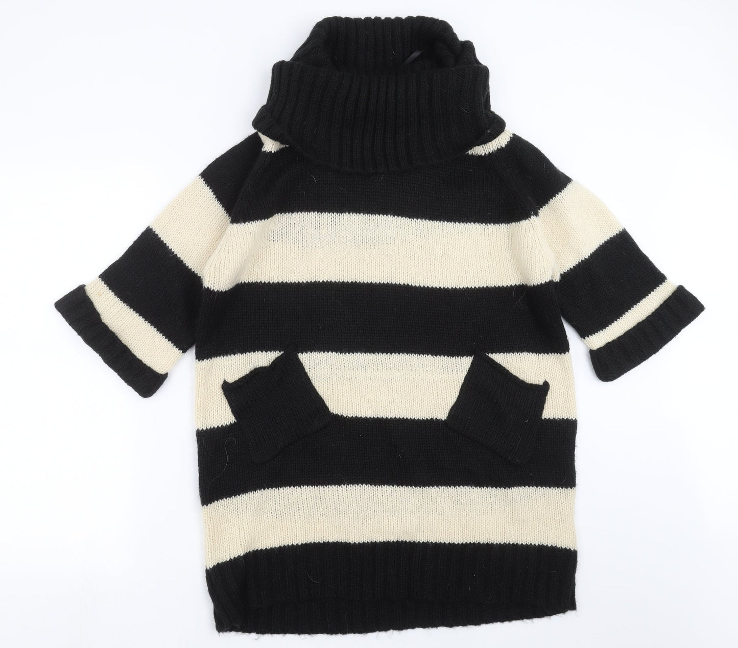 Warehouse Womens Black Striped Knit Pullover Jumper Size 10