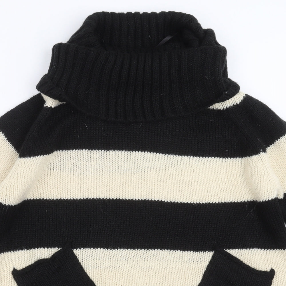 Warehouse Womens Black Striped Knit Pullover Jumper Size 10
