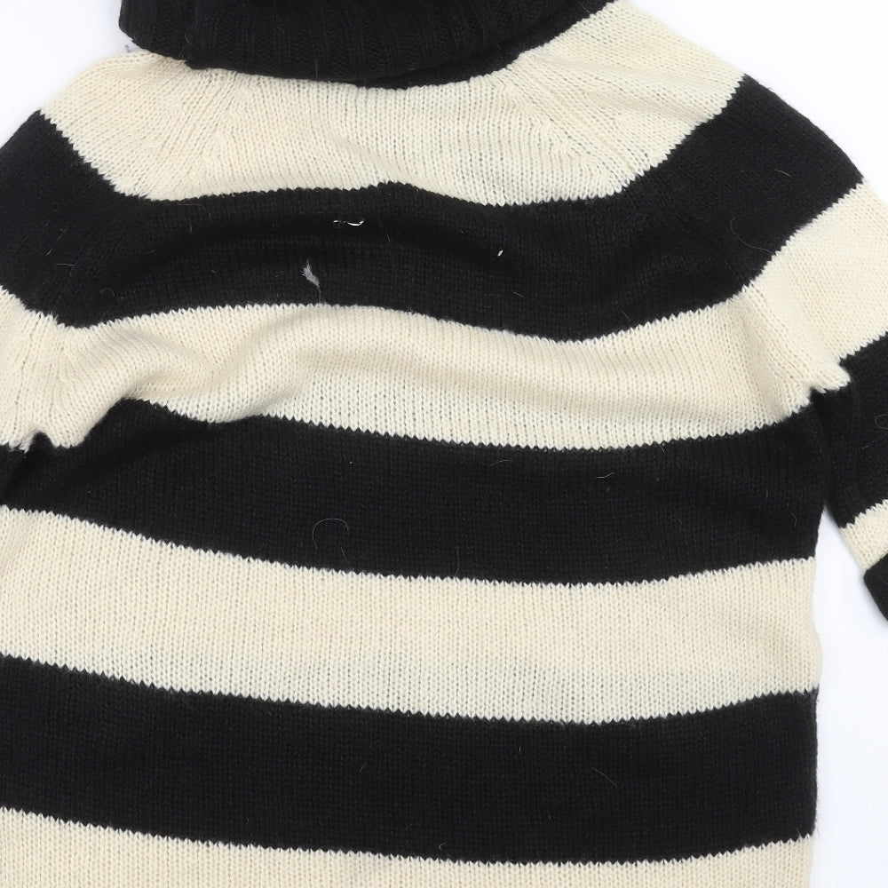 Warehouse Womens Black Striped Knit Pullover Jumper Size 10
