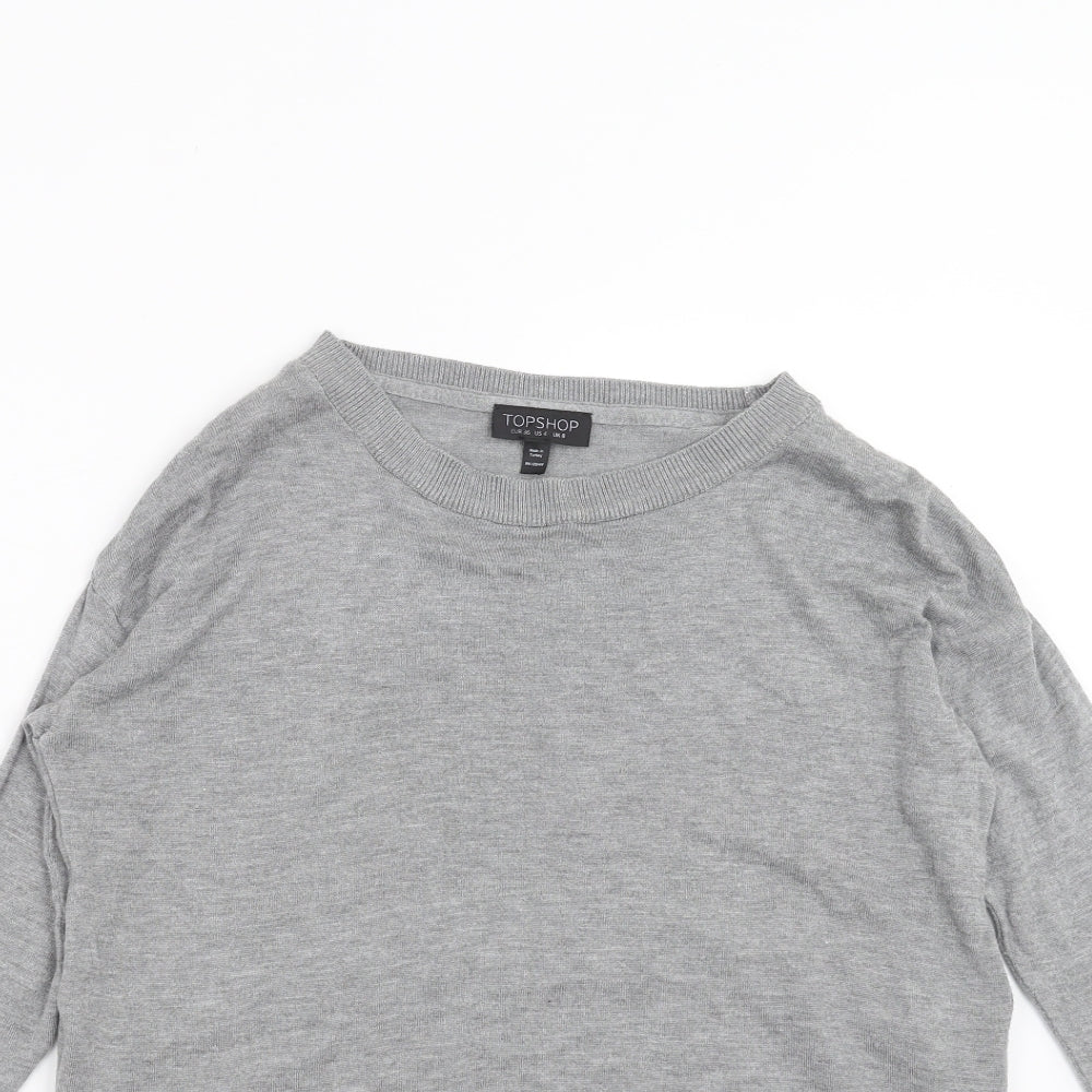 Topshop Womens Grey  Knit Pullover Jumper Size 8