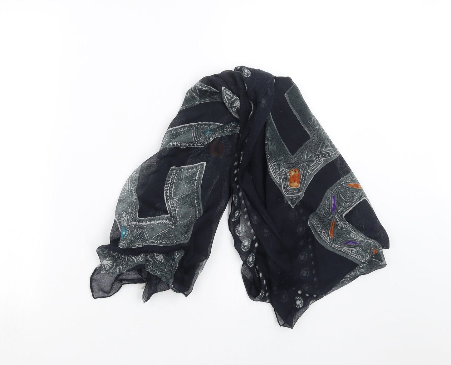 Preworn Womens Blue Geometric   Scarf