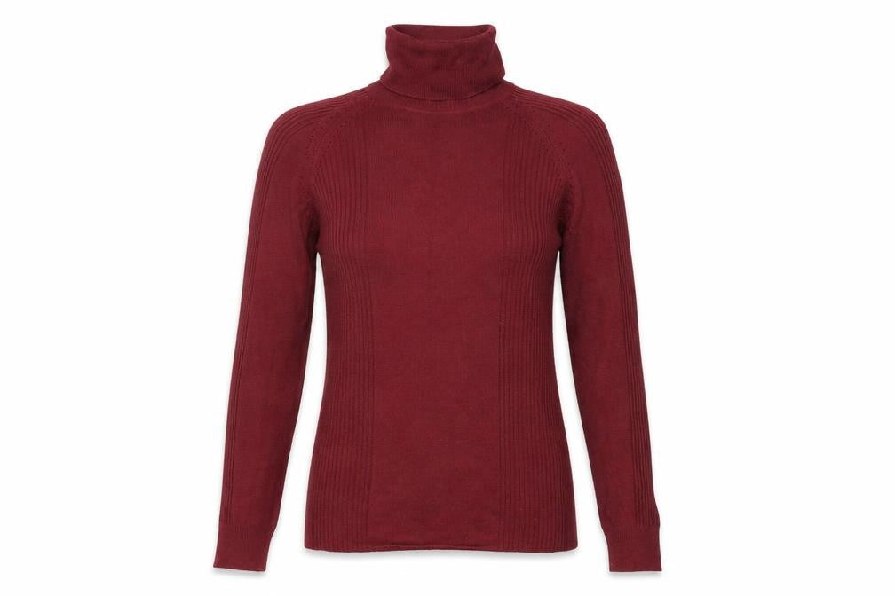 Front view of Linea women’s red knit jumper, size M