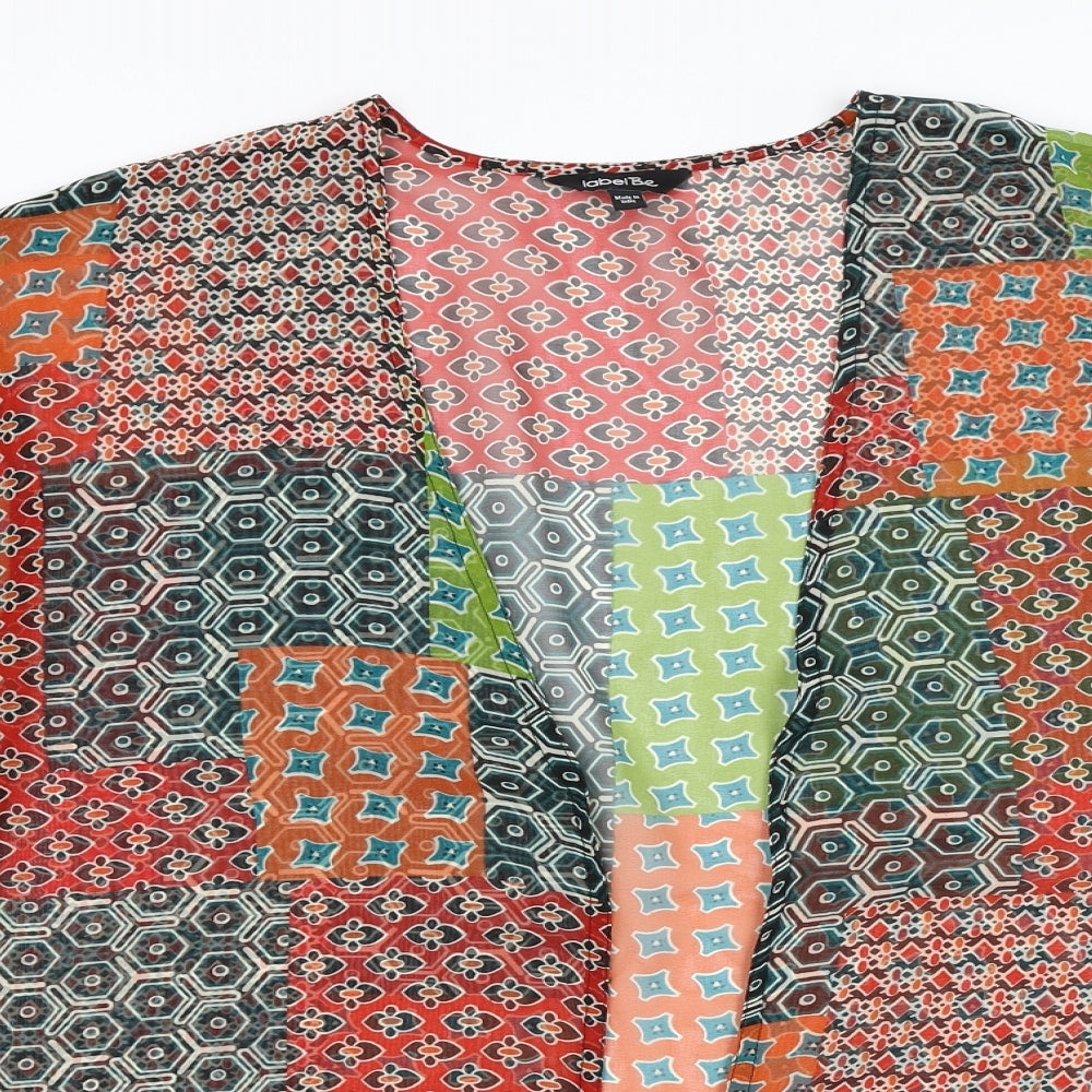 Label Be Womens Red Geometric  Cardigan Jumper Size 14