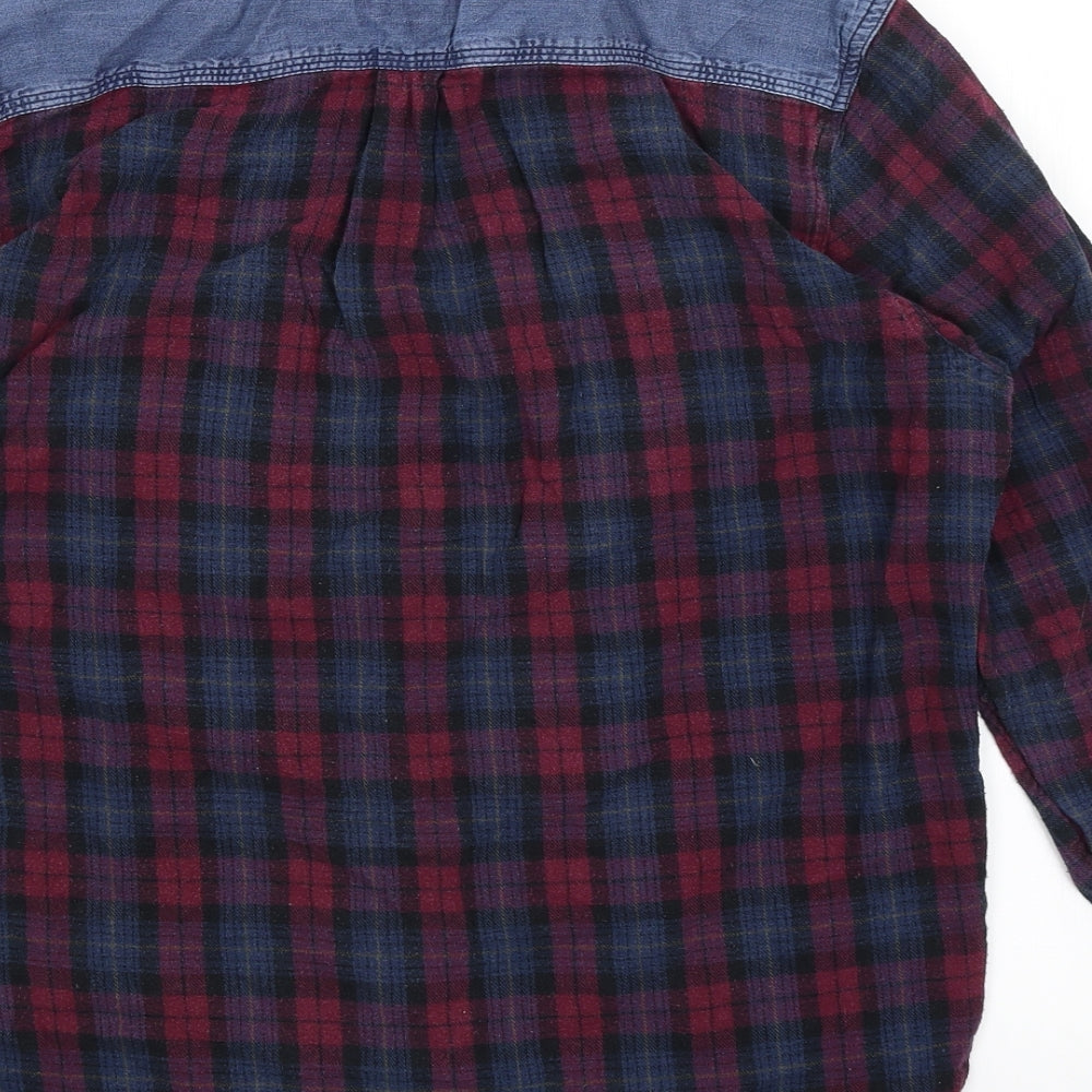 Threadbare Mens Red Plaid   Button-Up Size L