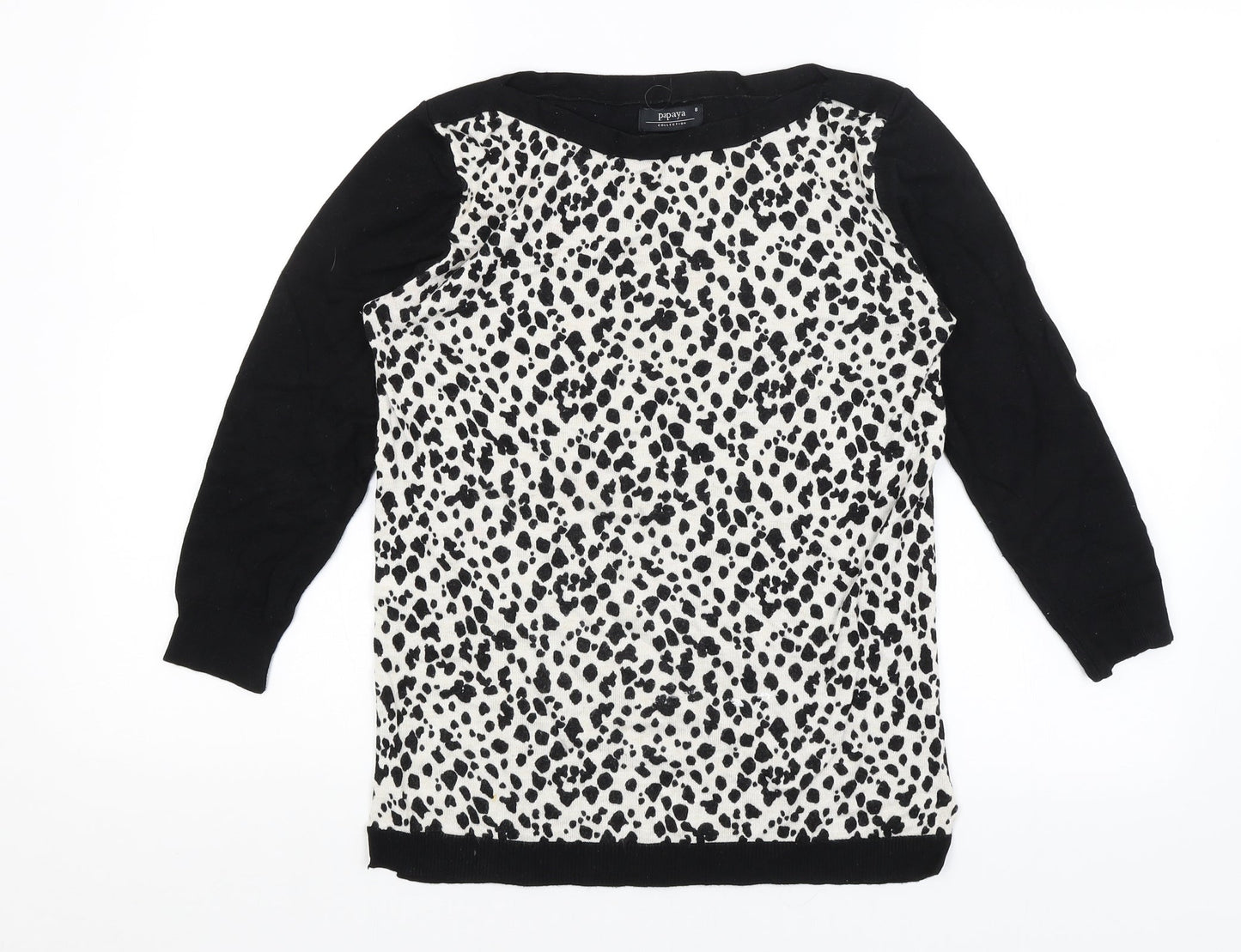 Papaya Womens Black Animal Print  Pullover Jumper Size 8