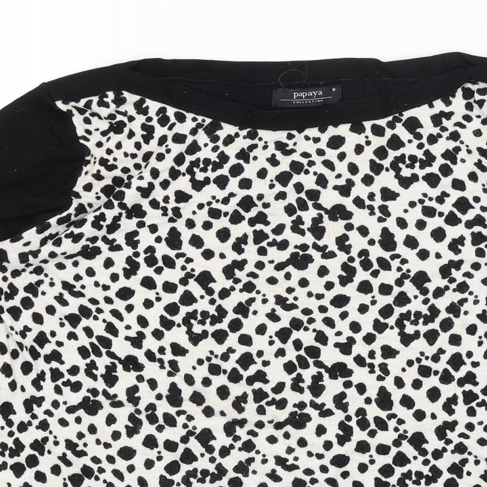 Papaya Womens Black Animal Print  Pullover Jumper Size 8