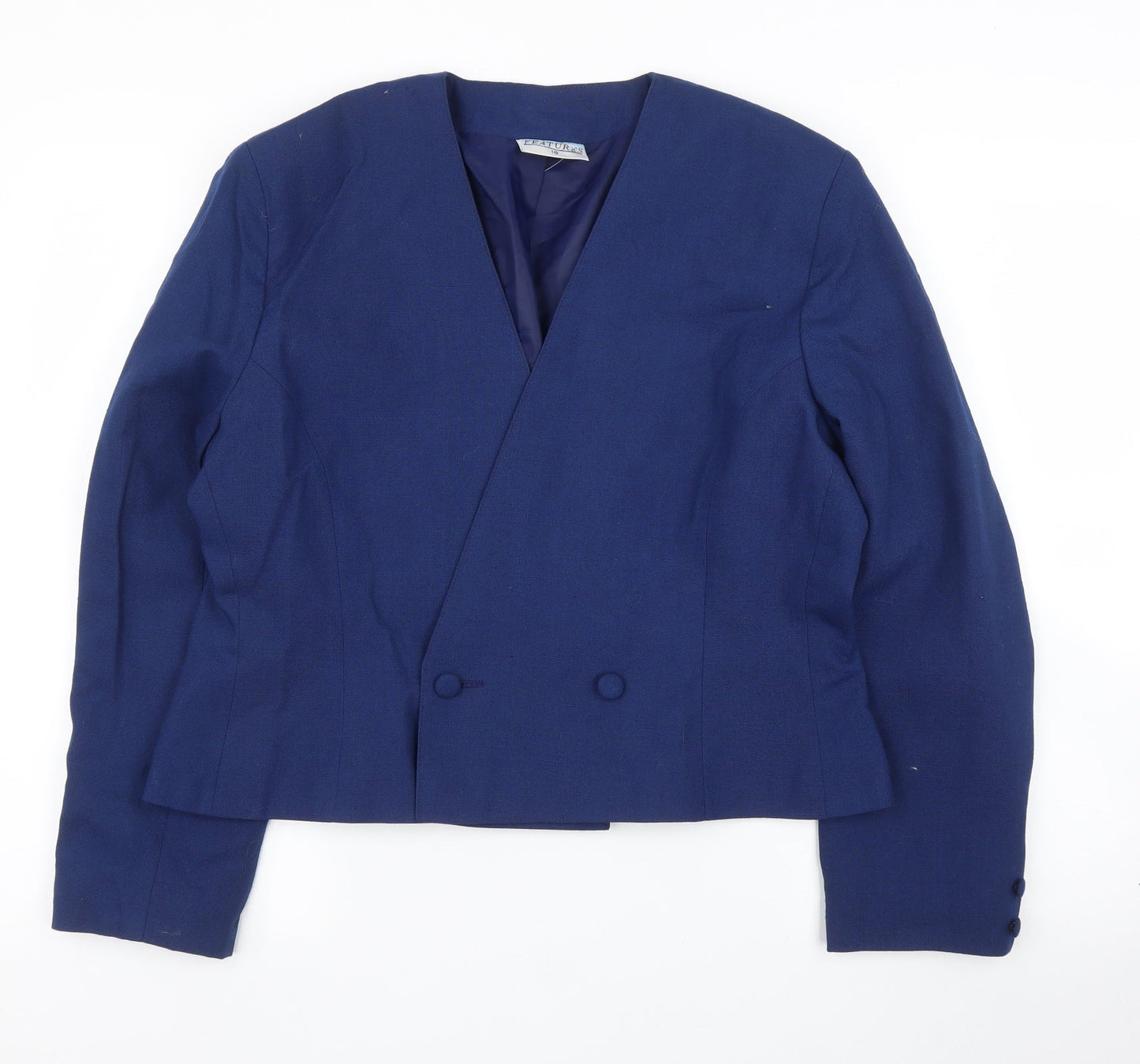 Features Womens Blue   Jacket Blazer Size 16