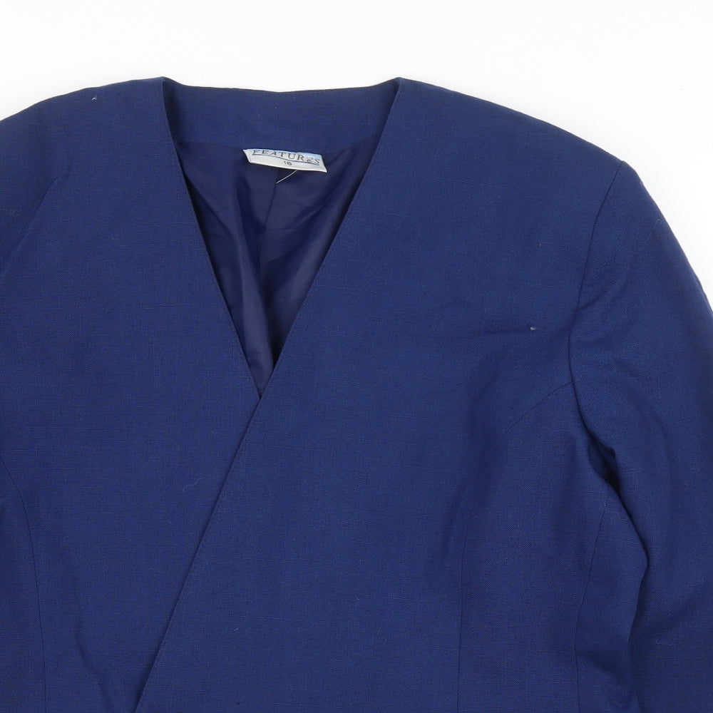Features Womens Blue   Jacket Blazer Size 16