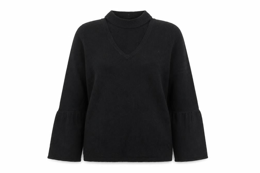 Front view of Papaya women’s black jumper, size M