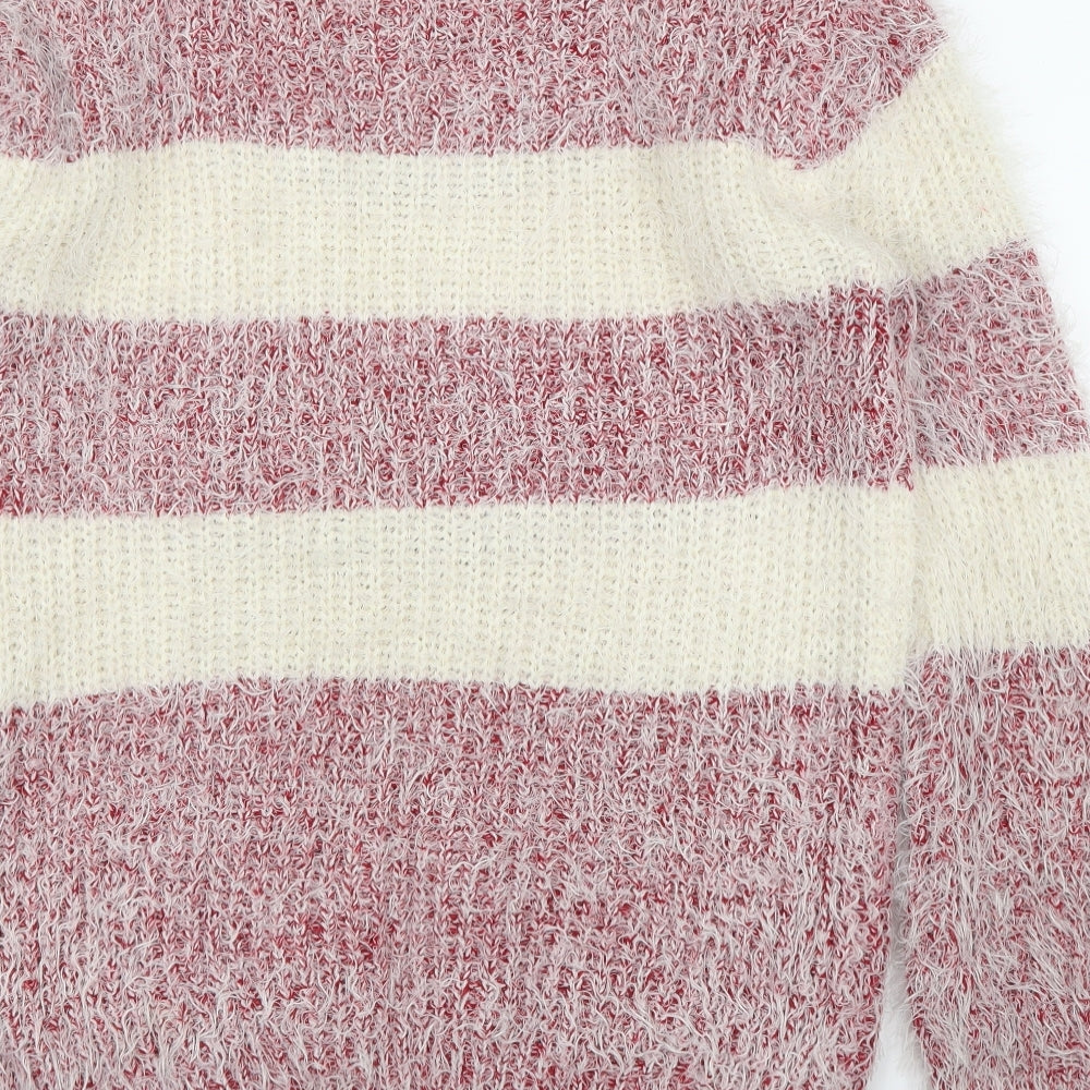 Hua & Huo Womens Red Striped  Pullover Jumper Size M
