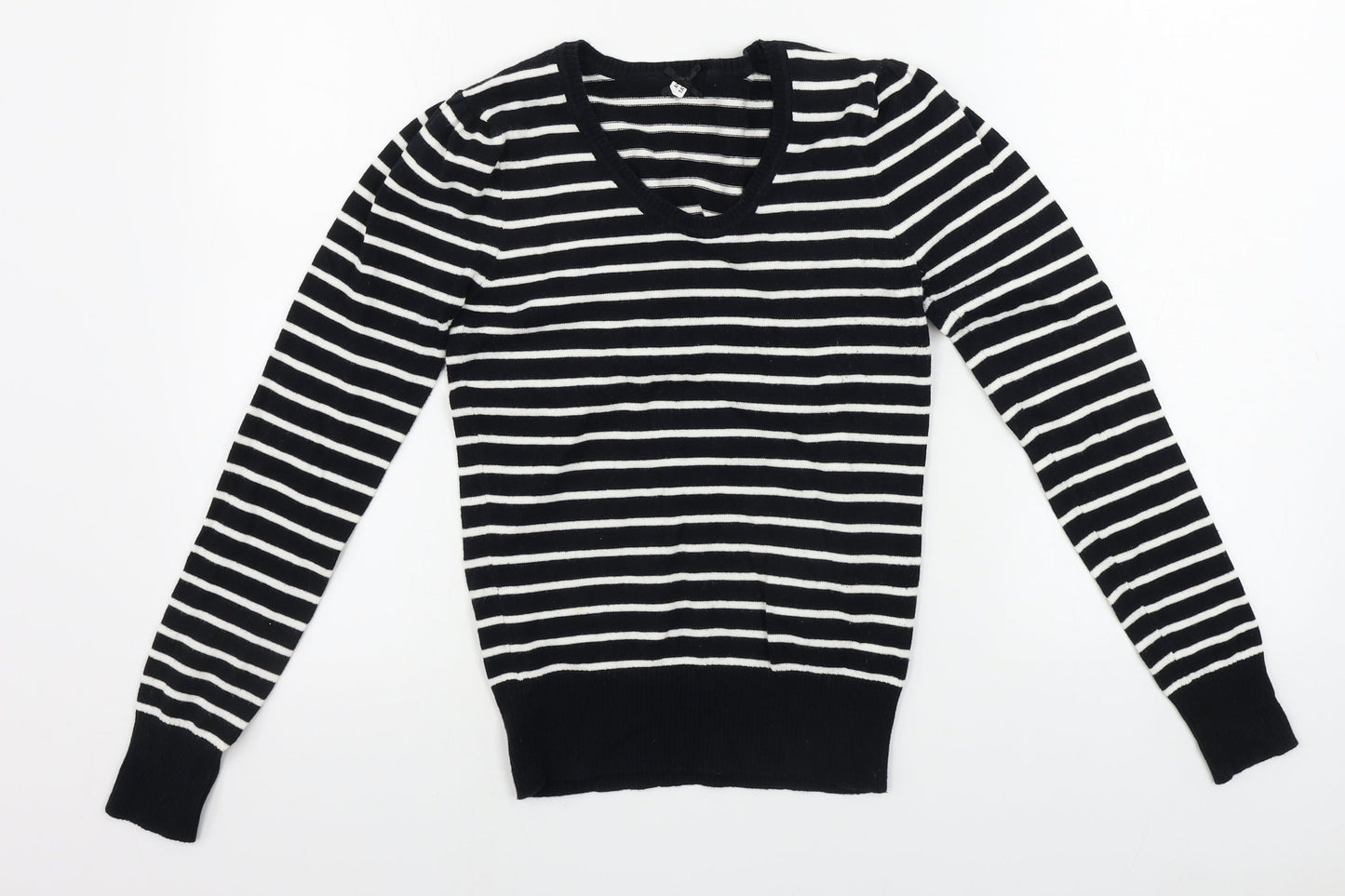Atmosphere  Womens Black Striped  Pullover Jumper Size 8