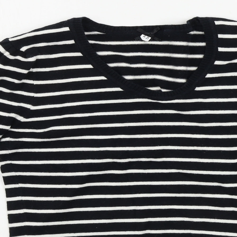 Atmosphere  Womens Black Striped  Pullover Jumper Size 8