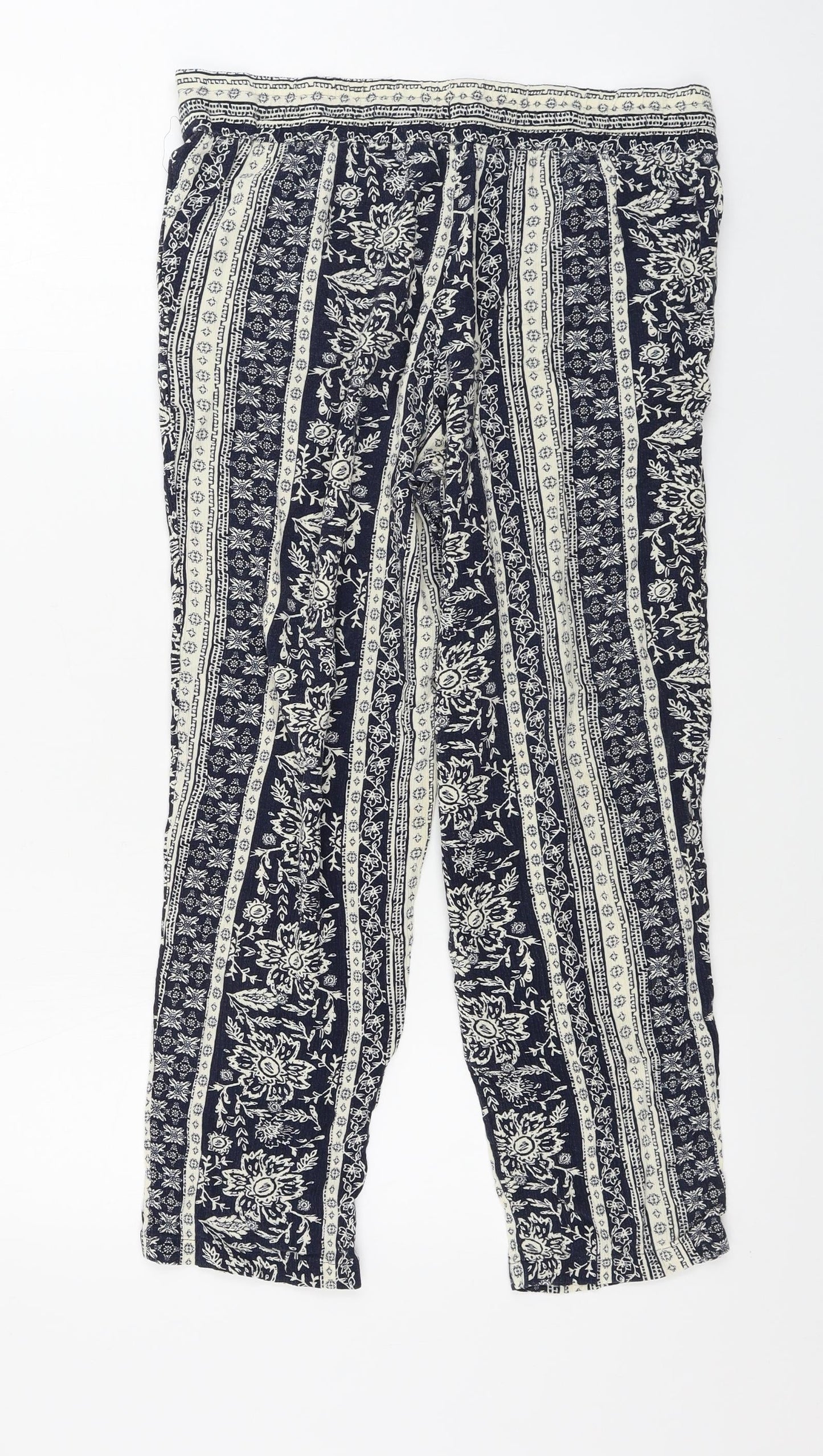 Marks and Spencer  Womens Blue Geometric  Trousers  Size 10 L23 in