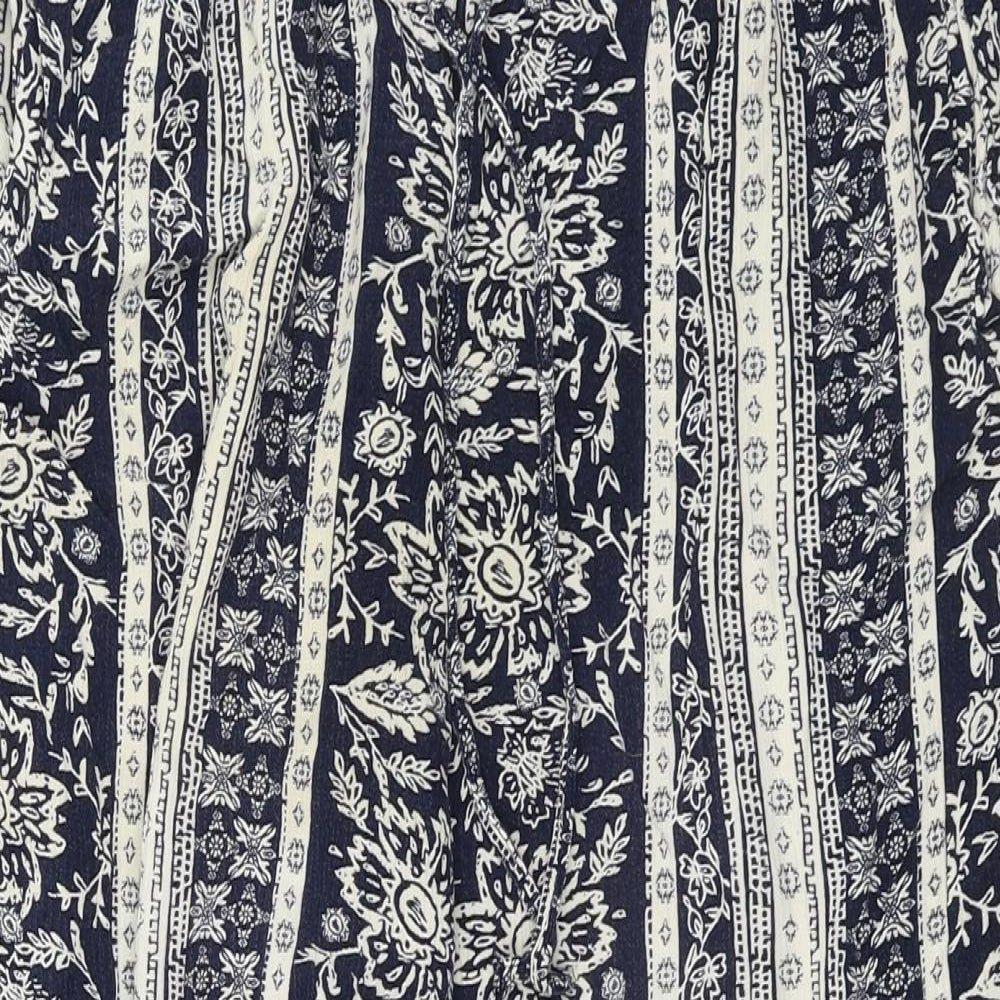 Marks and Spencer  Womens Blue Geometric  Trousers  Size 10 L23 in
