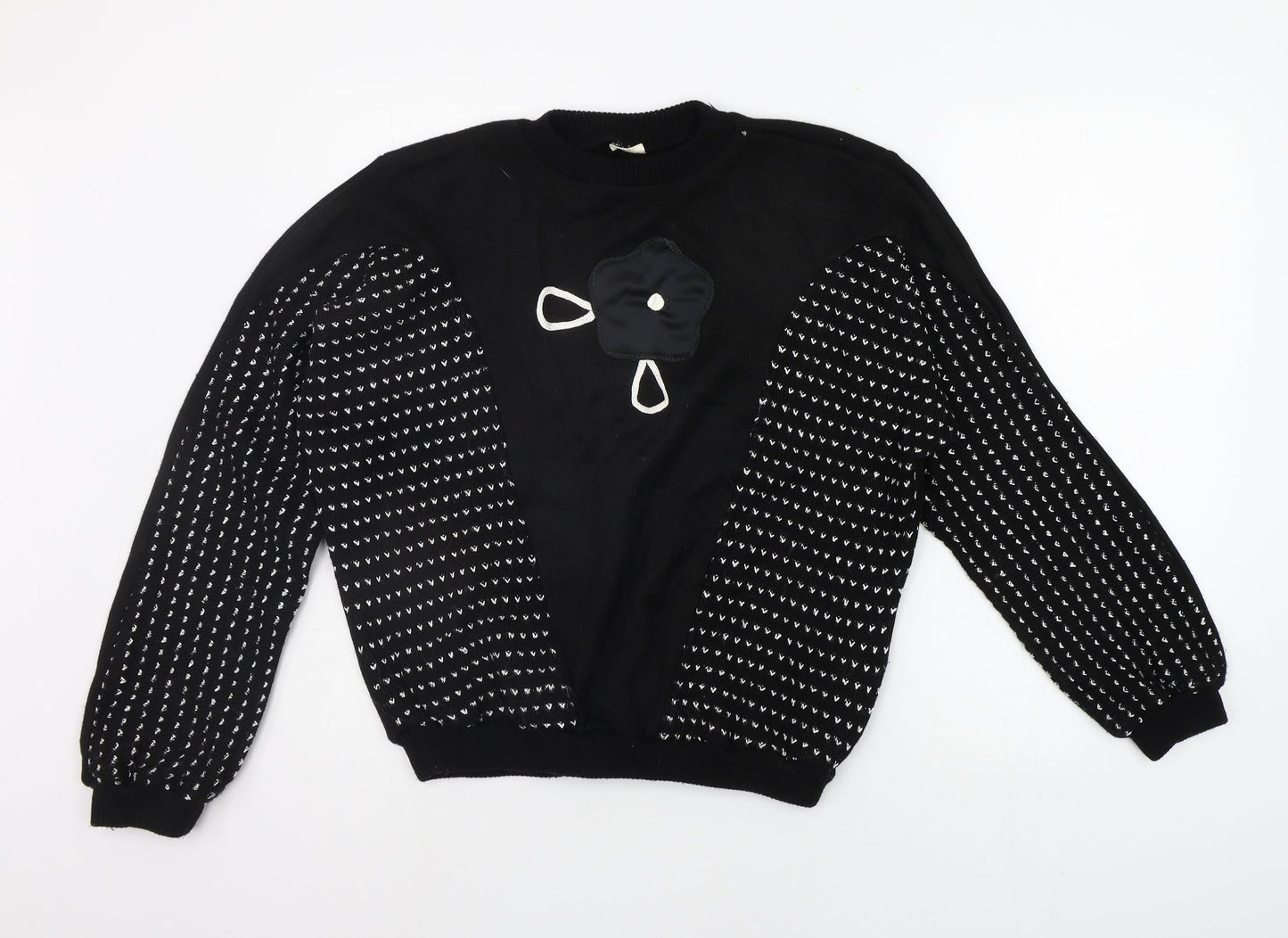Preworn Womens Black Geometric  Pullover Jumper Size L