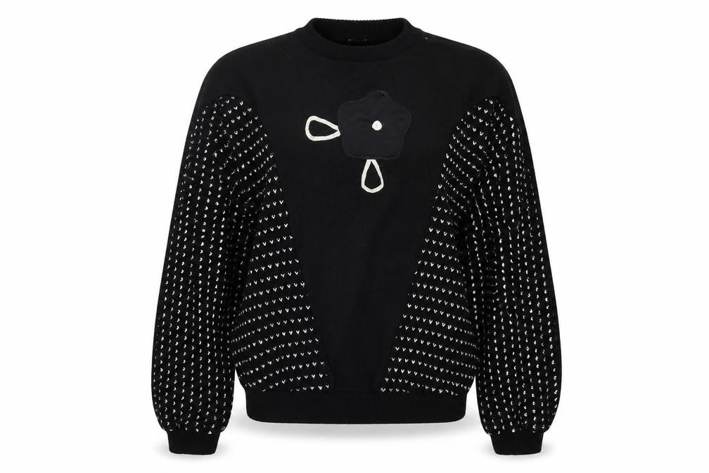 Preworn Womens Black Geometric  Pullover Jumper Size L