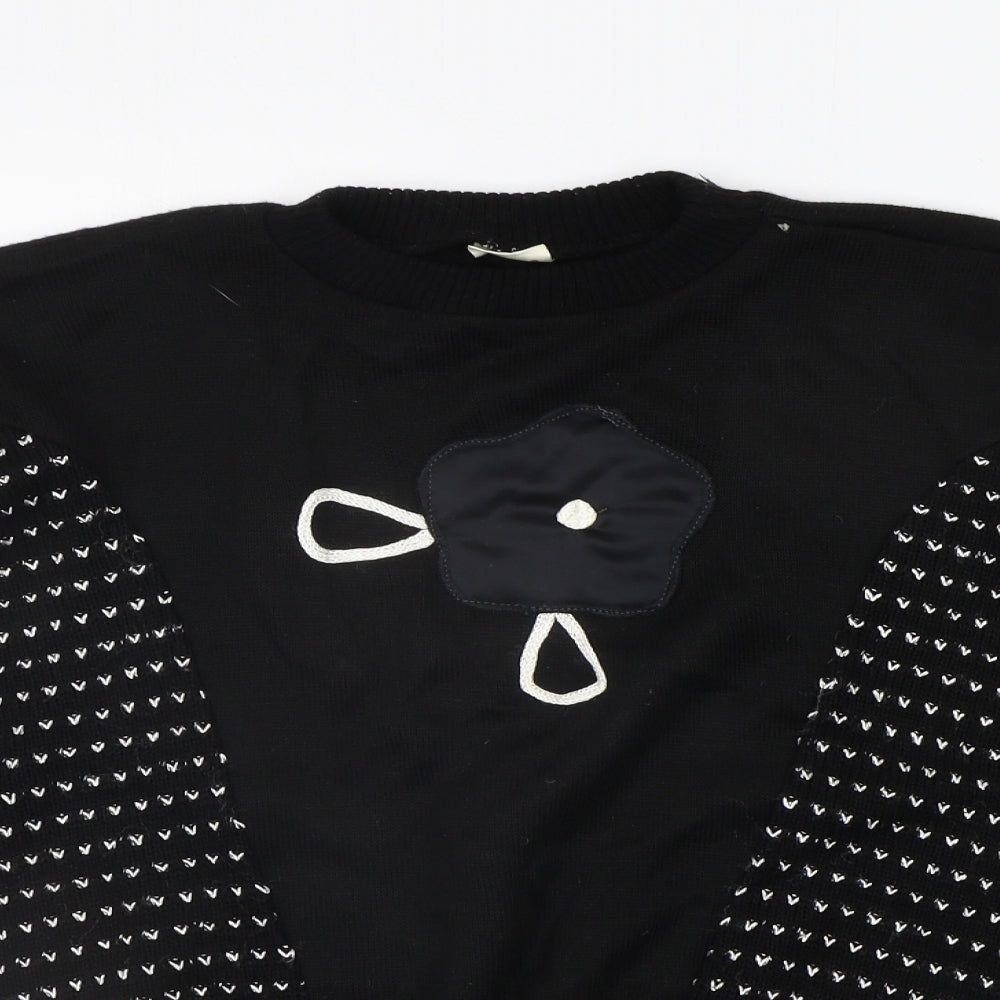 Preworn Womens Black Geometric  Pullover Jumper Size L