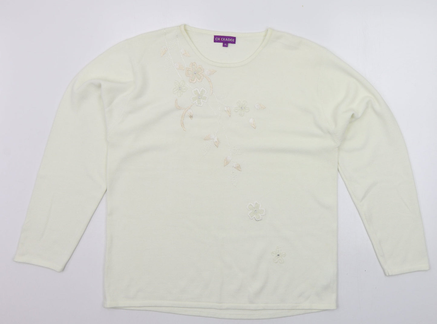 Chickadee Womens White   Pullover Jumper Size XL
