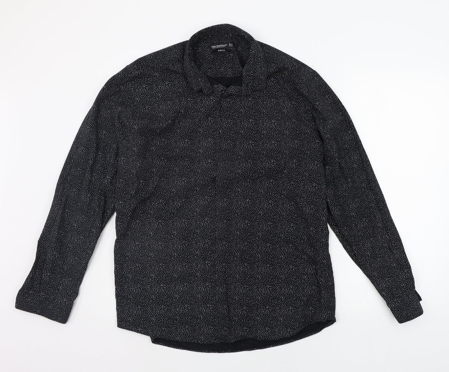 Cedar Wood State Mens Black Polka Dot   Button-Up Size 16