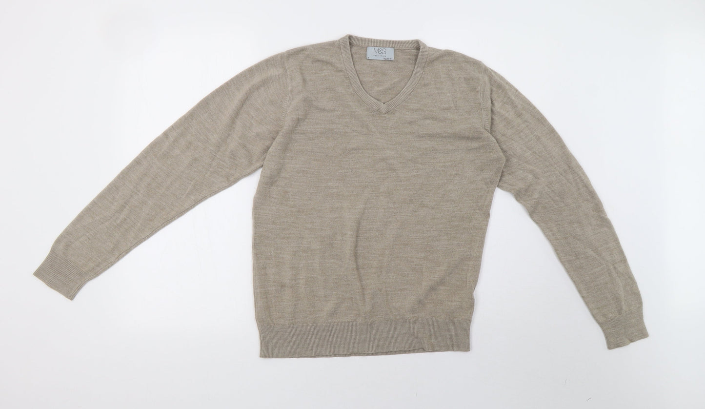 Marks and Spencer Mens Beige  Knit Pullover Sweatshirt Size M