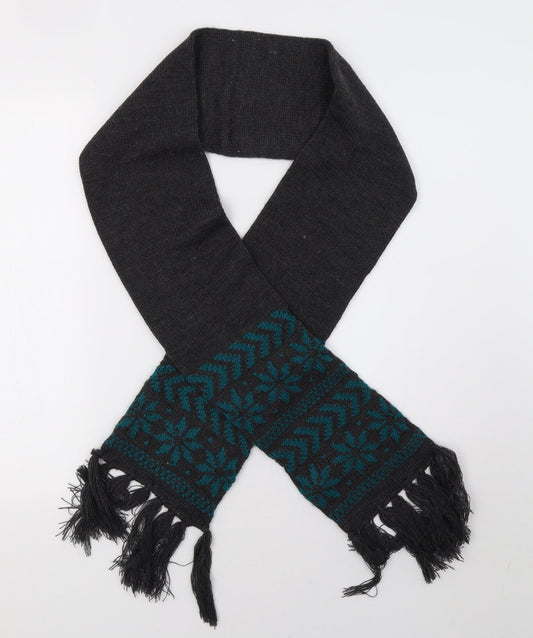 Preworn Mens Grey Geometric Knit Scarf  One Size