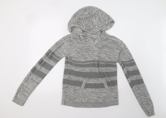 mrp Womens Grey  Knit Pullover Hoodie Size M