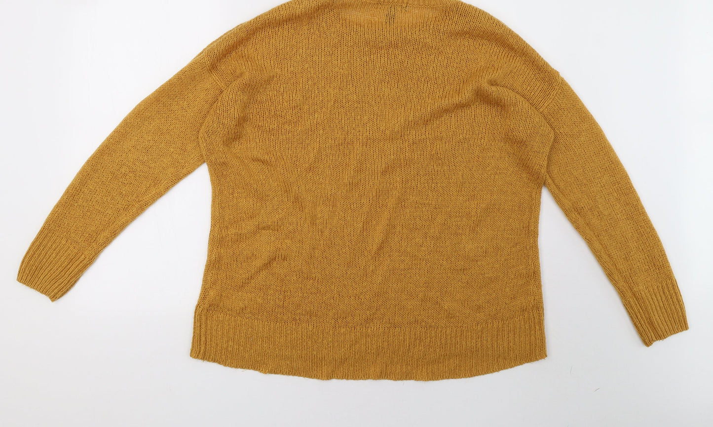 New Look Womens Yellow  Knit Pullover Sweatshirt Size L