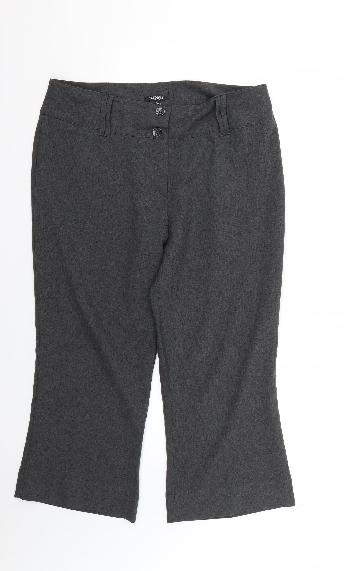 Papaya Womens Grey   Trousers  Size 14 L22.5 in