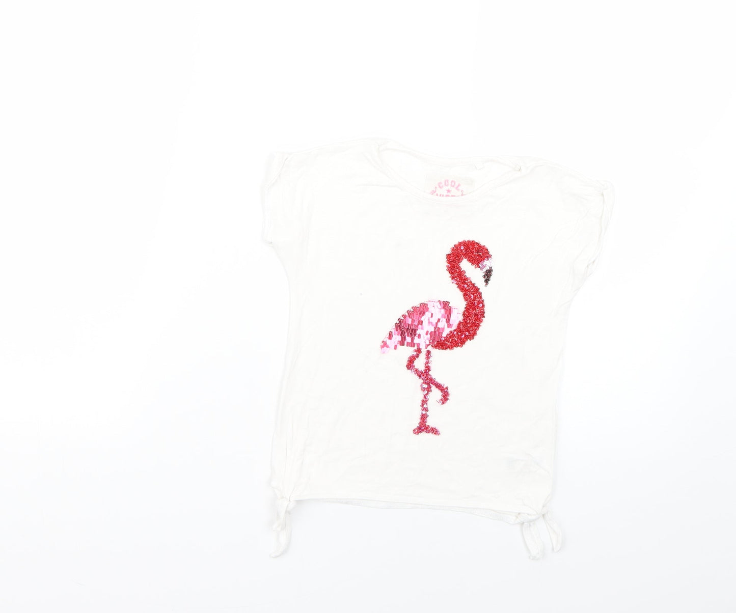 TU Girls White Geometric  Basic T-Shirt Size 4 Years