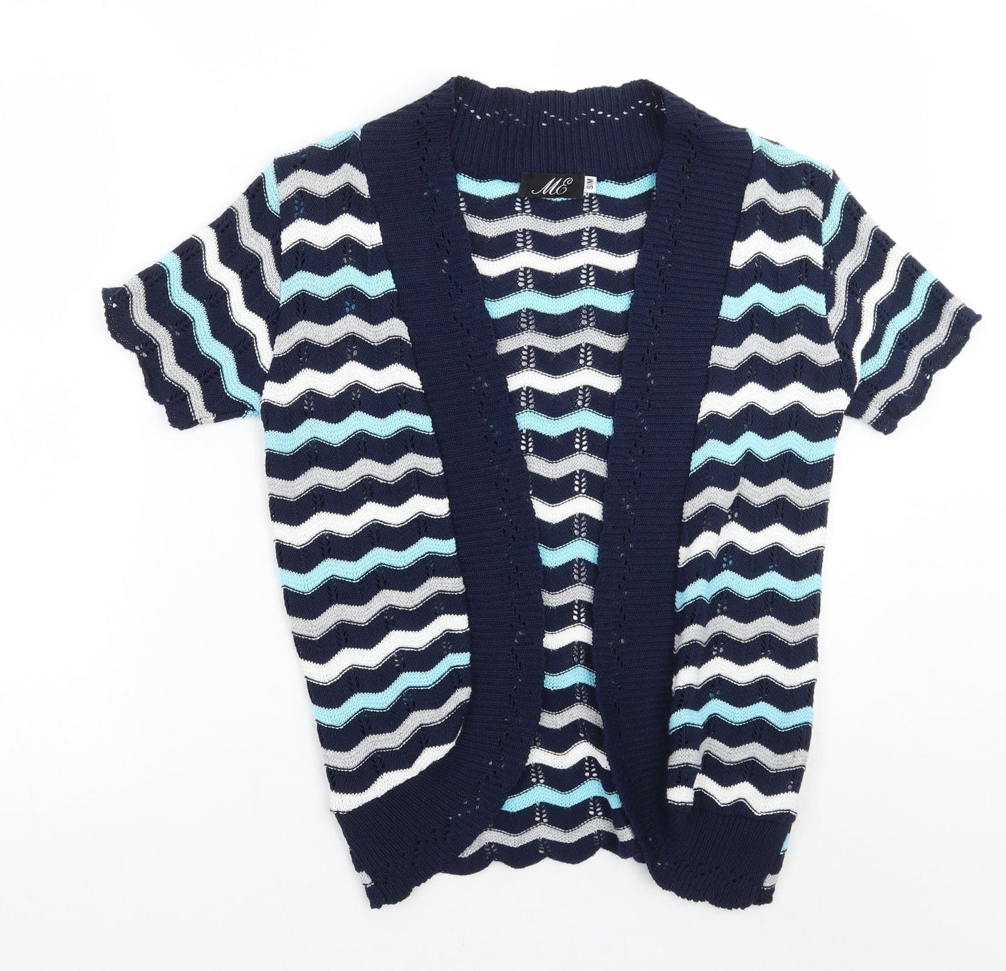 Me Womens Blue Geometric  Cardigan Jumper Size M
