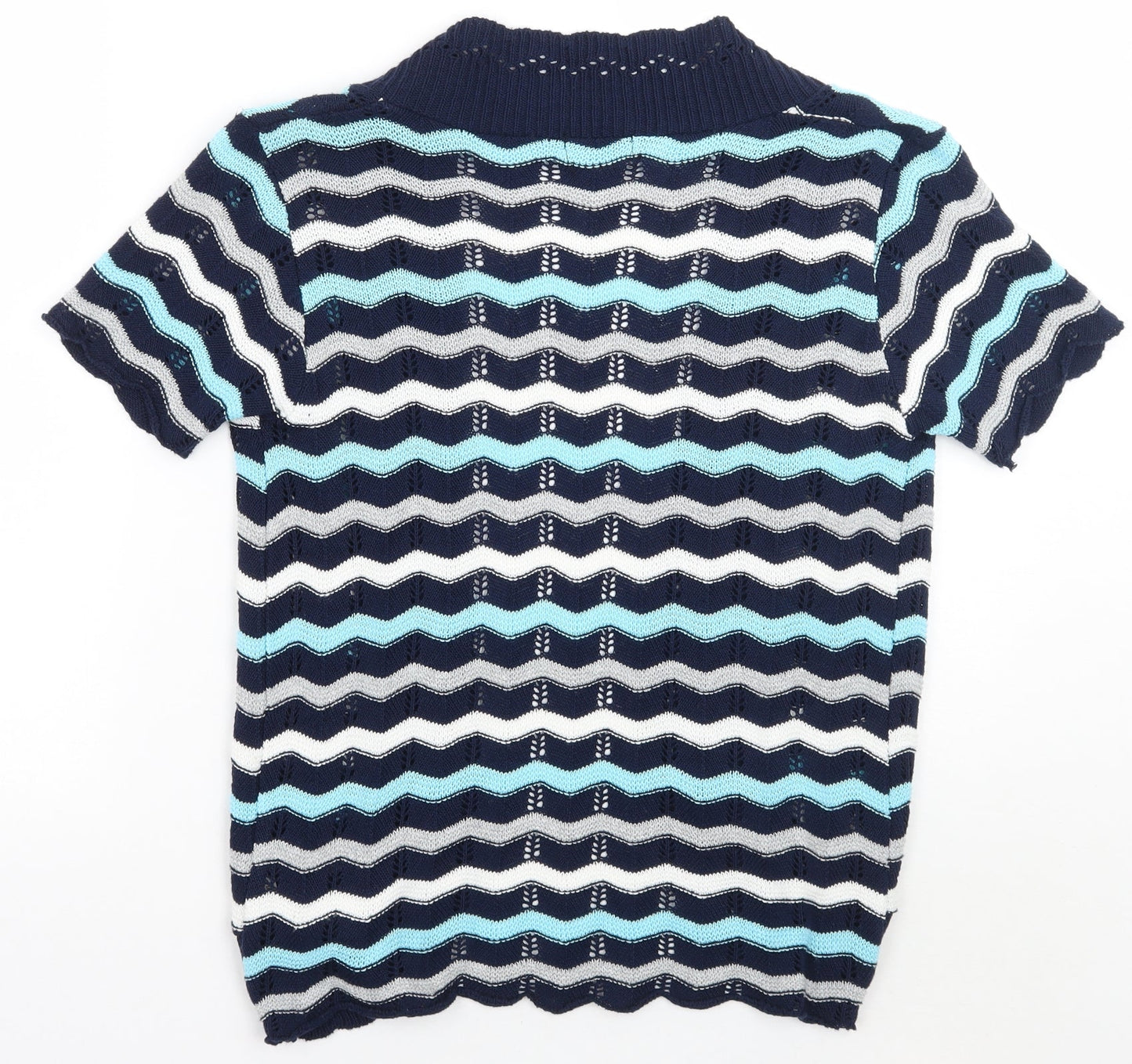 Me Womens Blue Geometric  Cardigan Jumper Size M