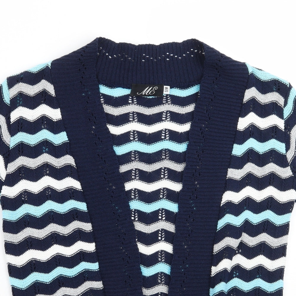 Me Womens Blue Geometric  Cardigan Jumper Size M