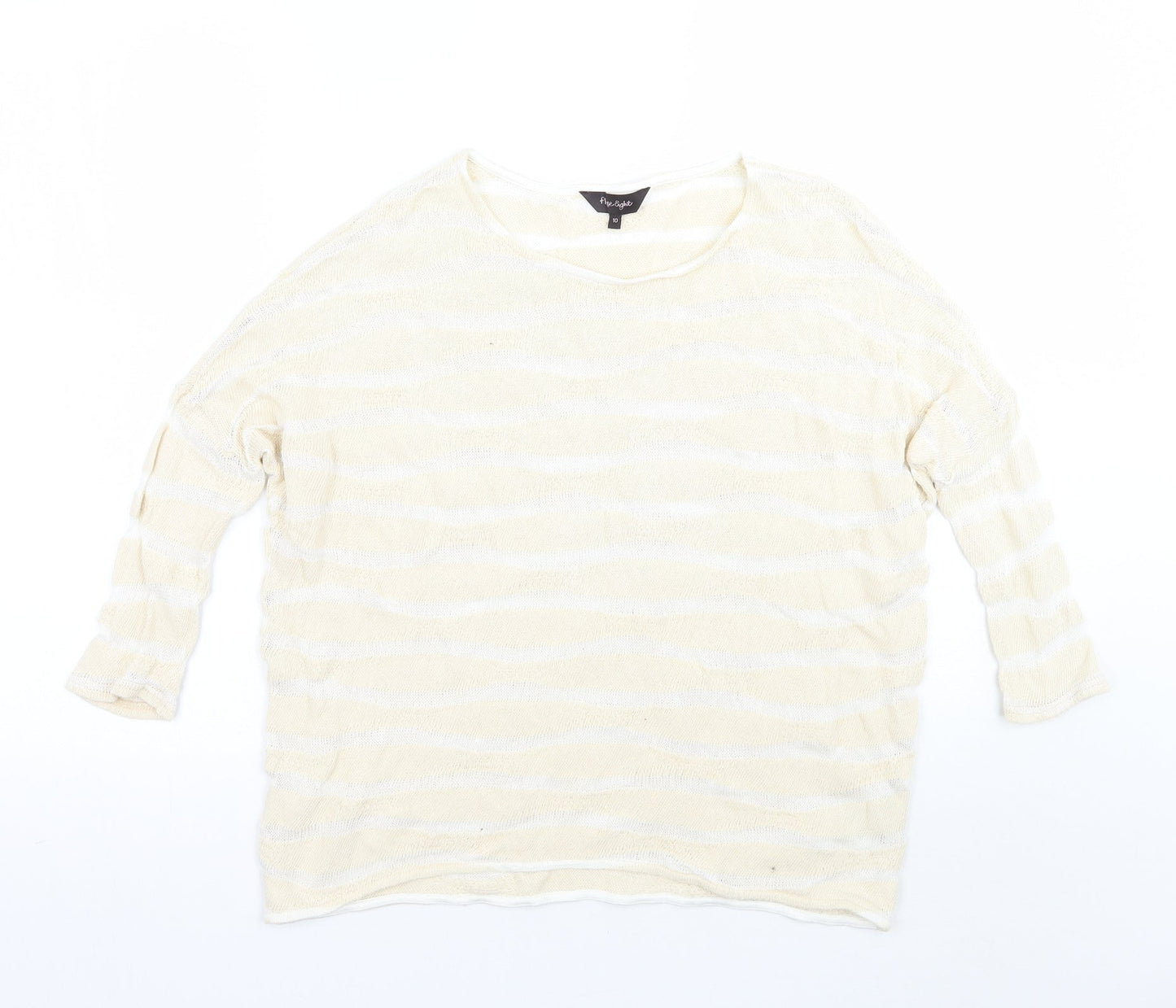 Phase Eight Womens Beige Striped  Pullover Jumper Size 10