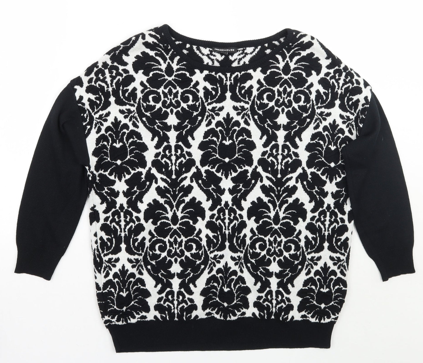 Warehouse Womens Black Floral  Pullover Jumper Size 6