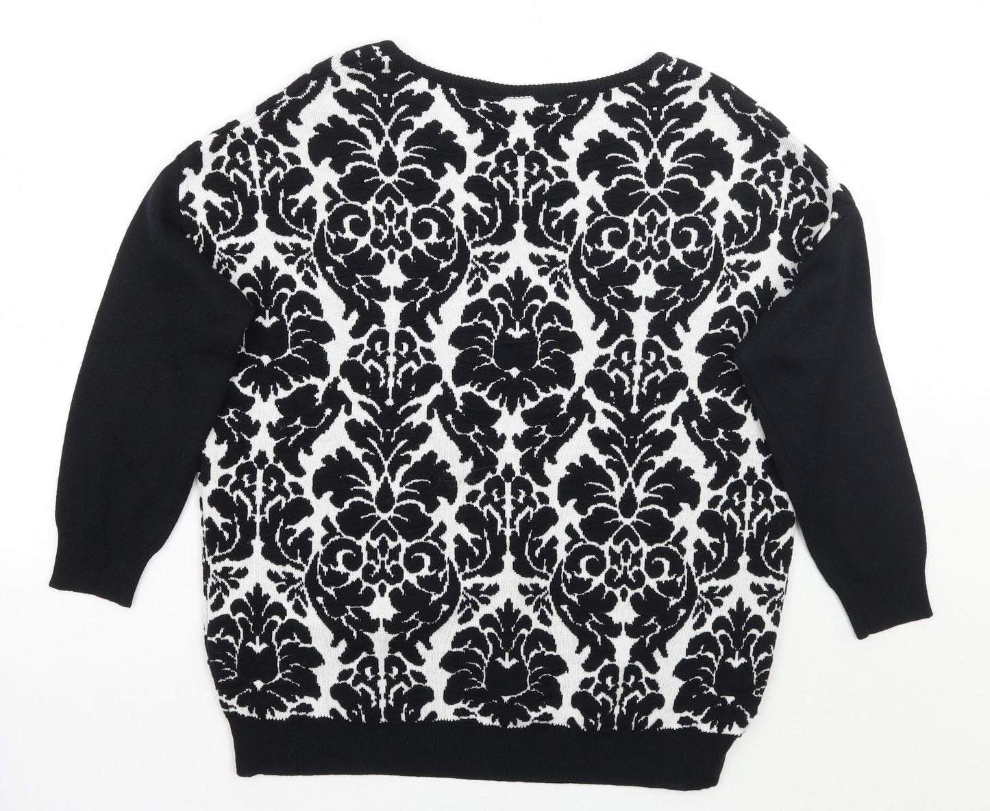 Warehouse Womens Black Floral  Pullover Jumper Size 6