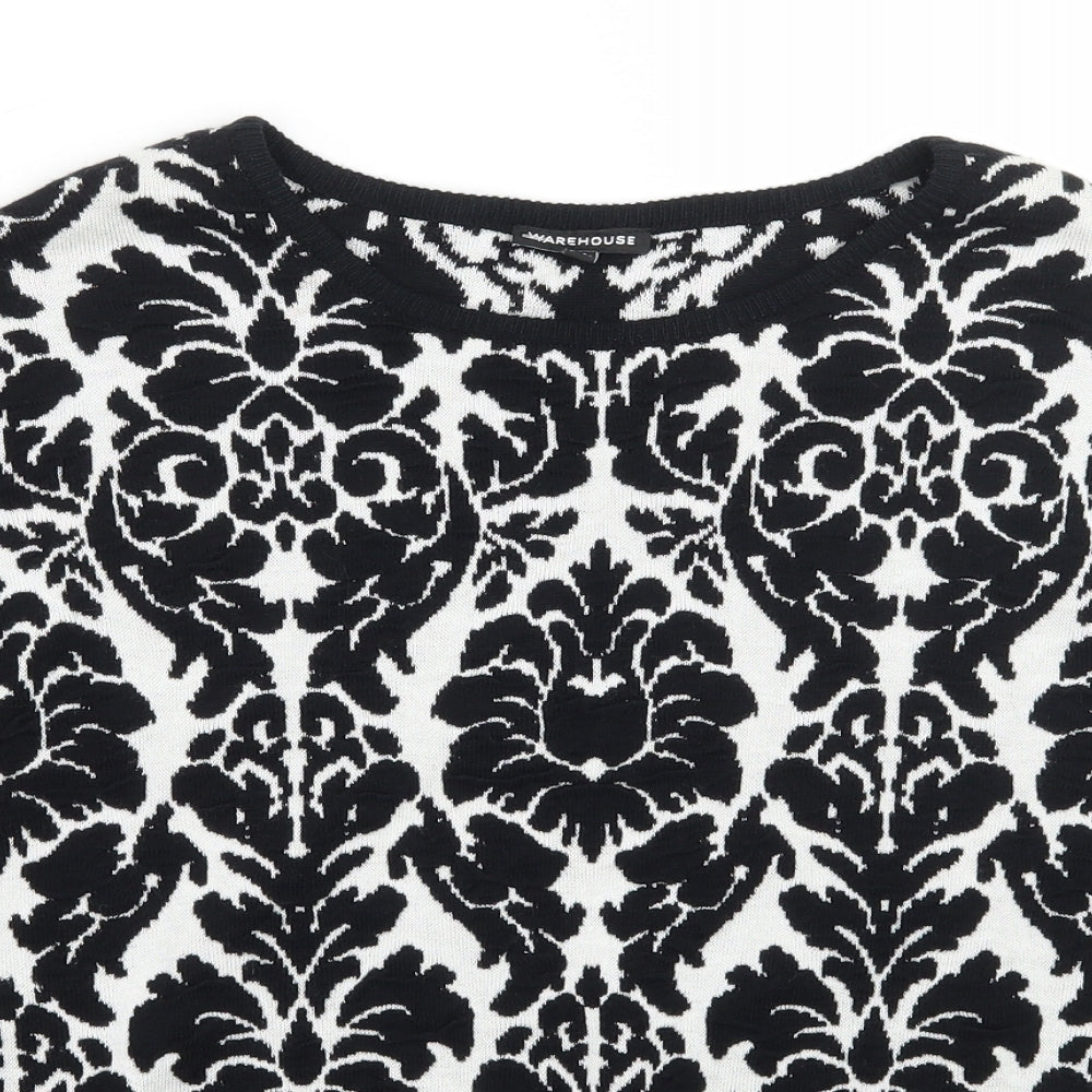 Warehouse Womens Black Floral  Pullover Jumper Size 6